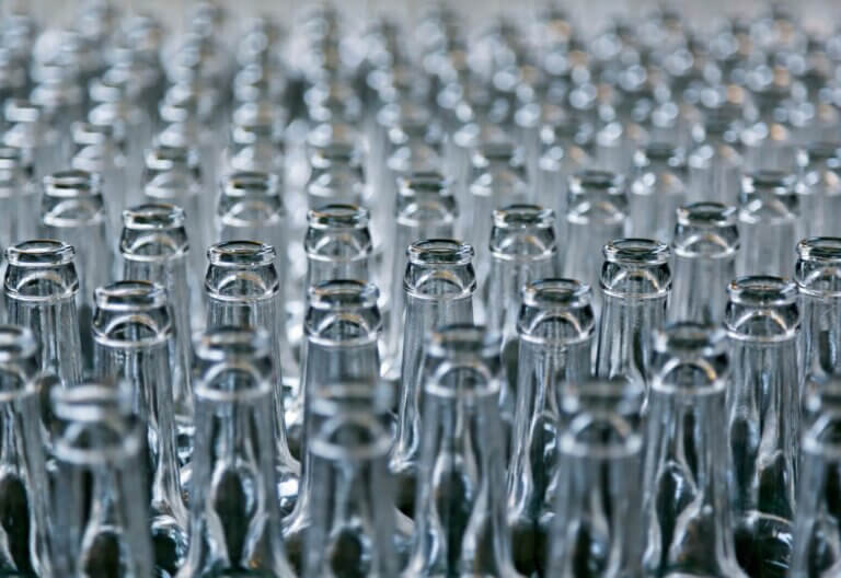 Rows of glass bottles